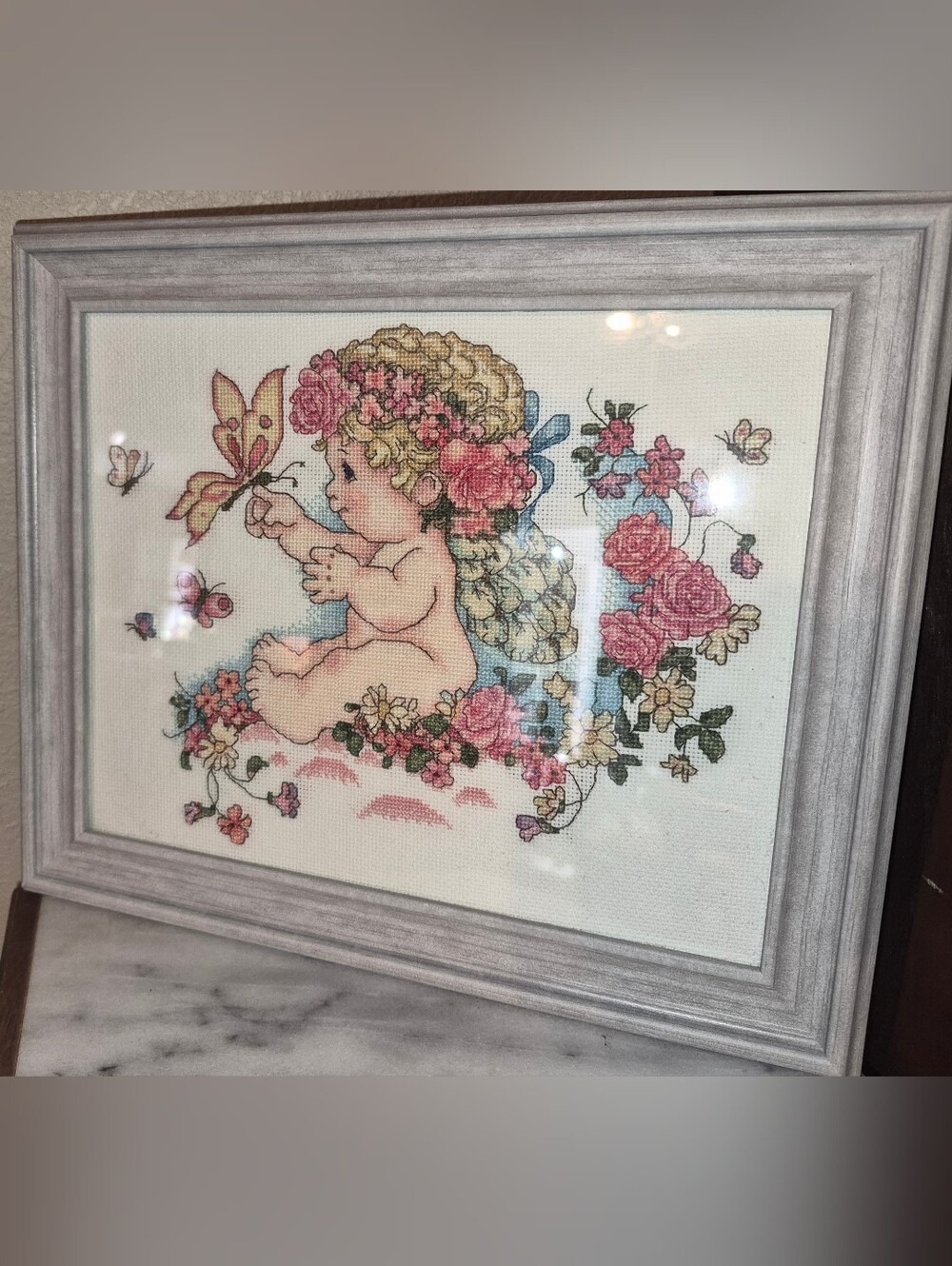 Framed Cross-Stitch piece of the "Dreamsicles Butterflies" design - Picture 3 of 6